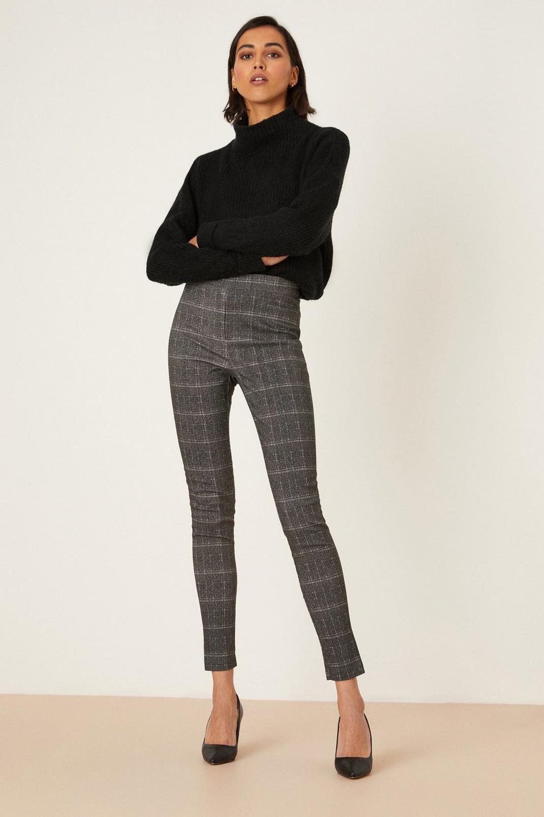 Grey Tall Bengaline Skinny Check Trouser image number 1