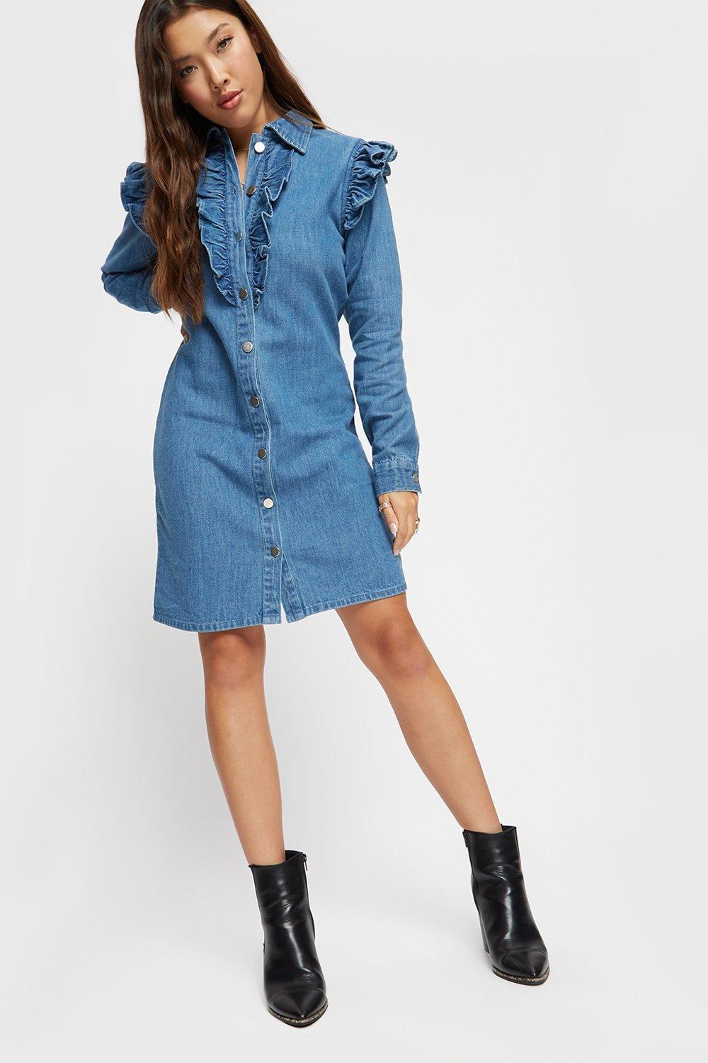 denim dress with long sleeves