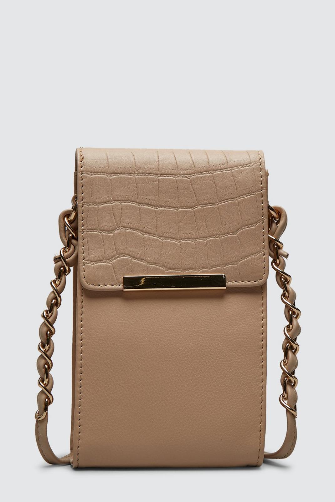 Taupe Luxe Leather Mobile Phone Cross Body image number 1