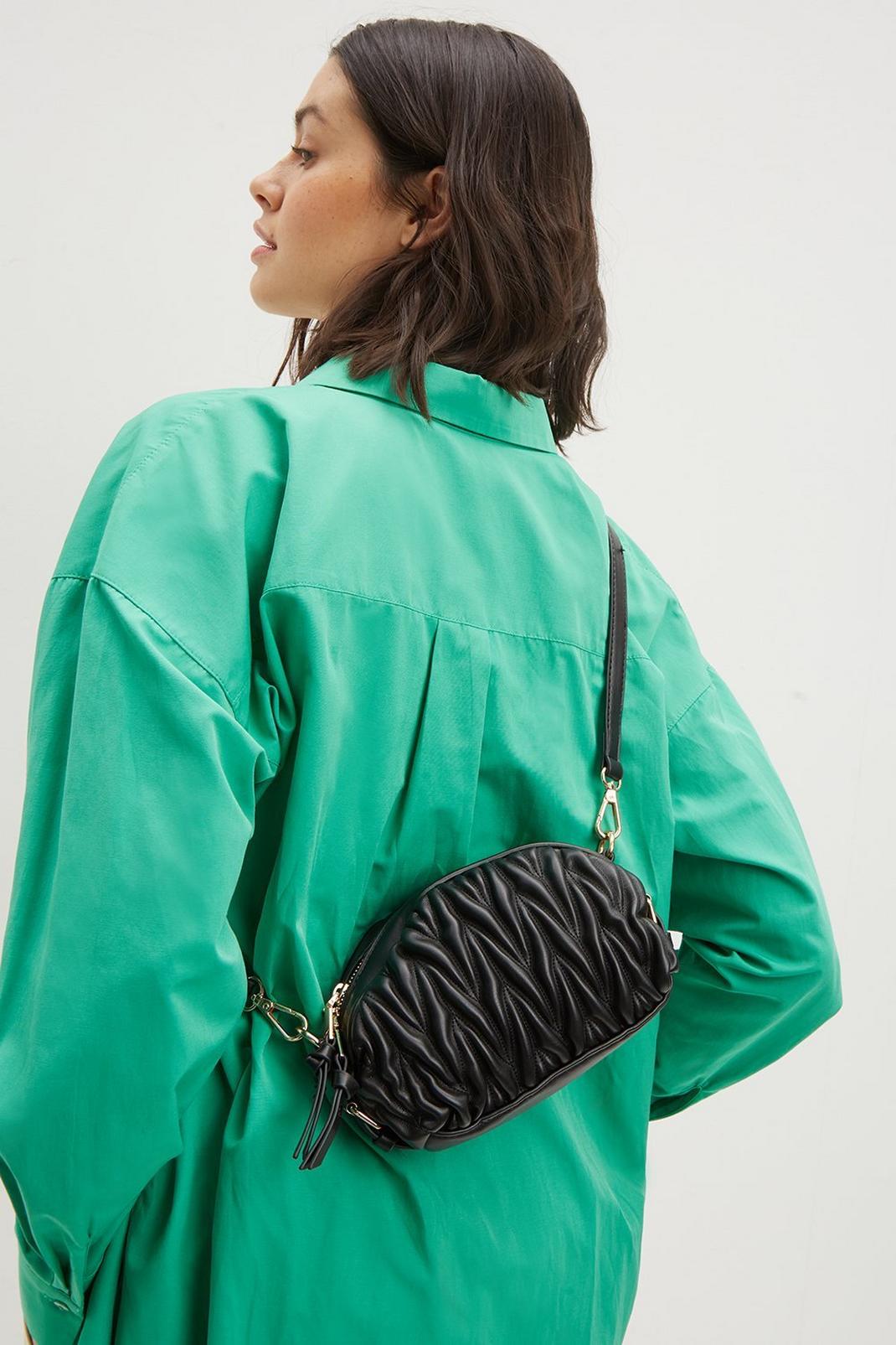Black Quilted Cross Body Bag image number 1