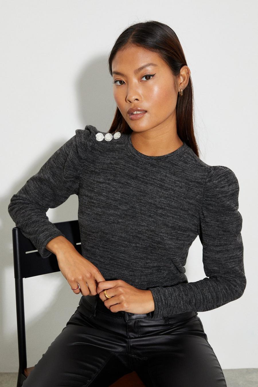 Petite Sustainable Cosy Puff Sleeve Top