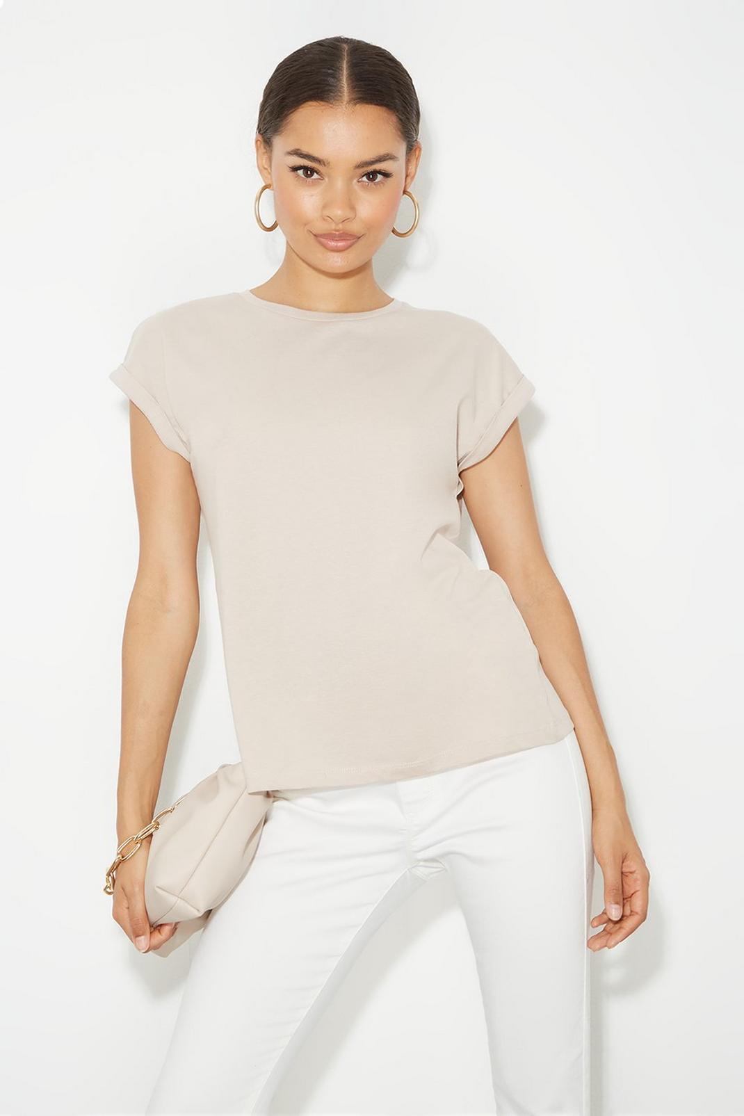 165 Petites Cotton Roll Sleeve T-shirt image number 2