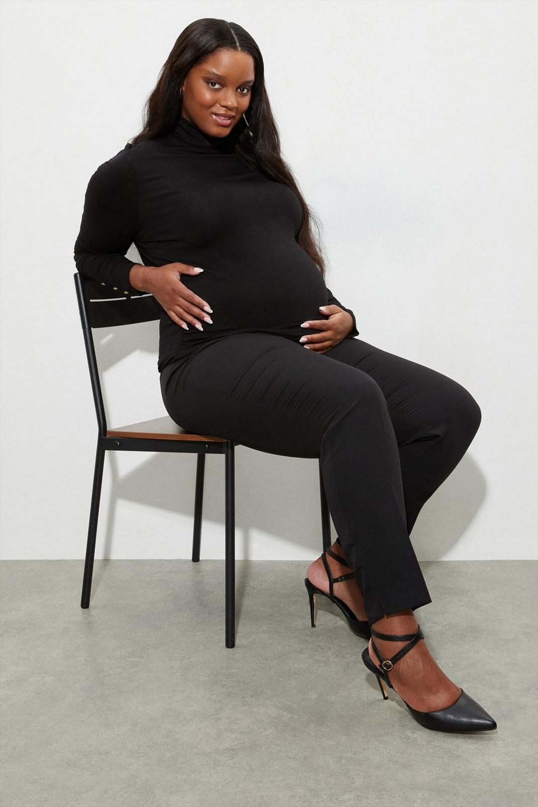 Black Maternity Plain Roll Neck image number 1