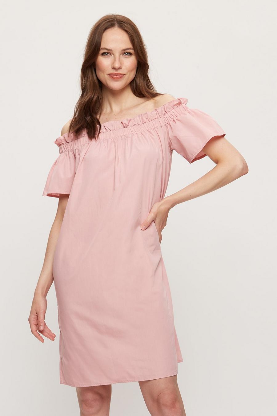 Pink Bardot Mini Dress