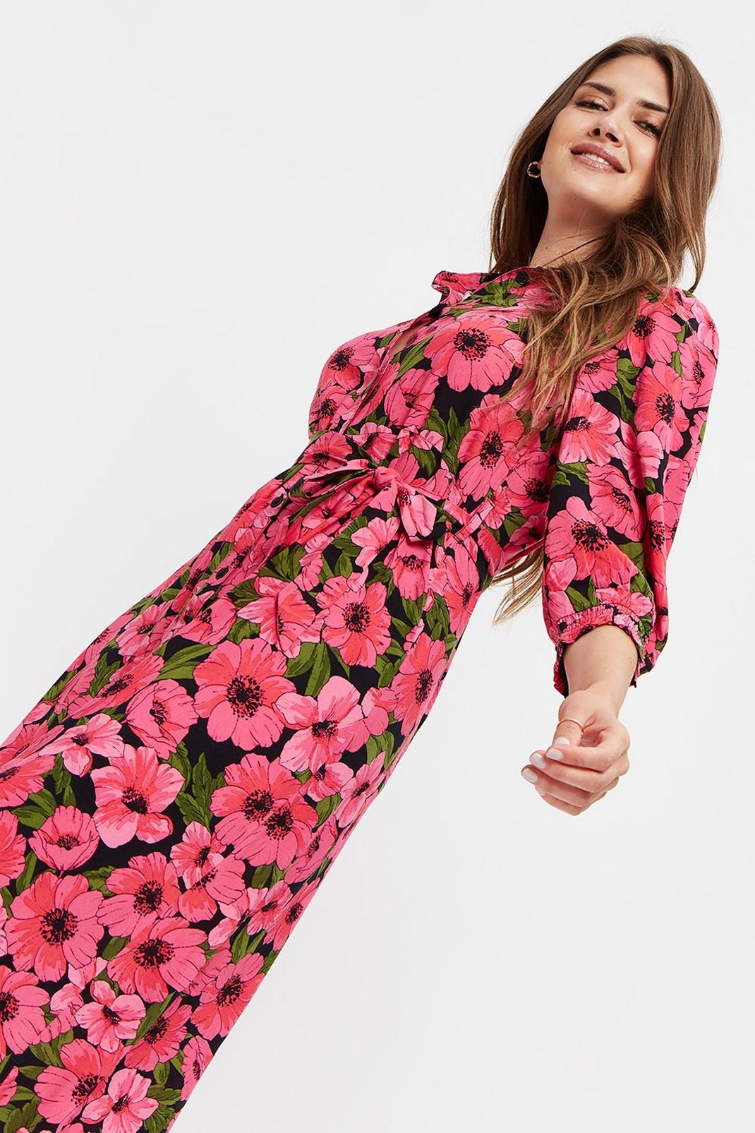 155 Pink Poppy Midi Shirt Dress image number 1