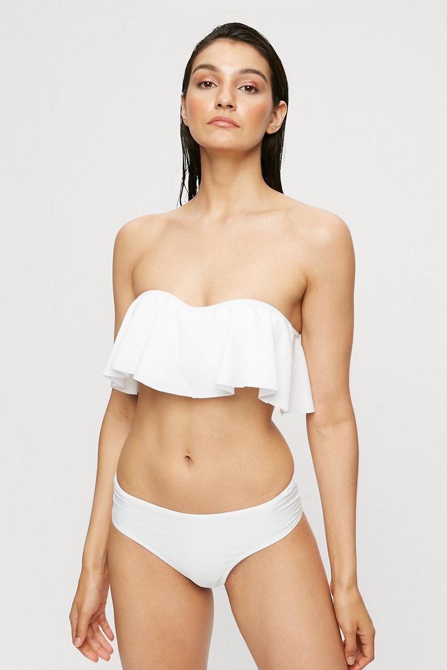 White Frill Bandeau Bikini Top