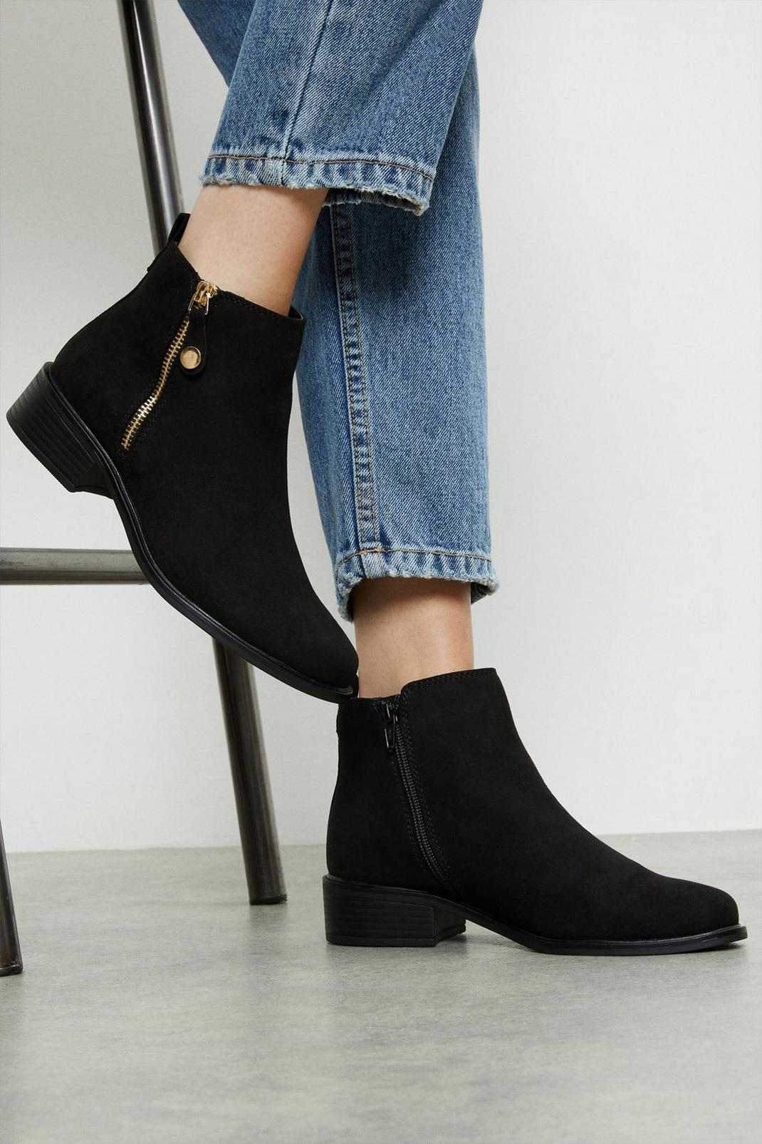 Wide Fit Mable Side Zip Ankle Boots image number 1