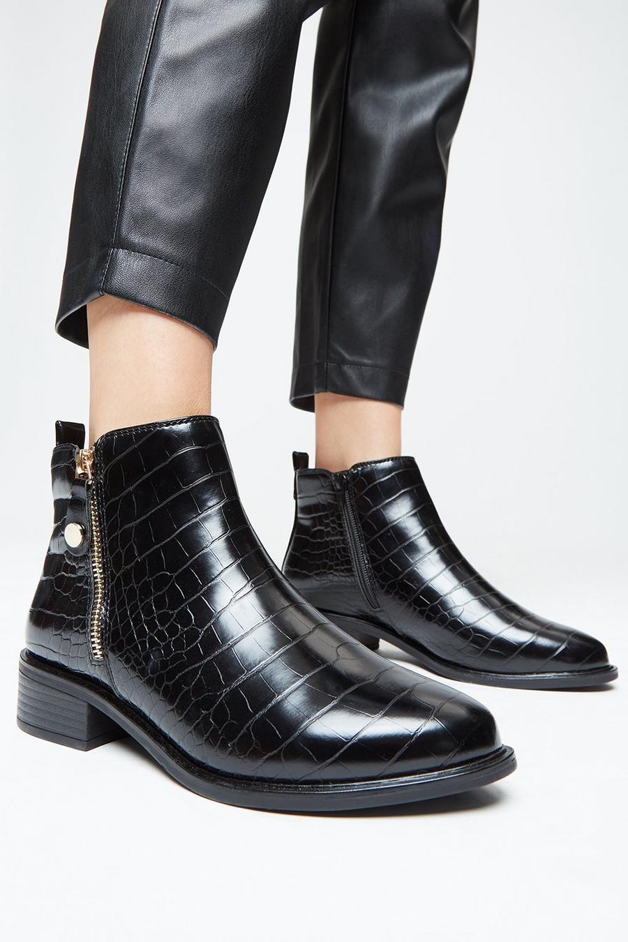 Wide Fit Mable Side Zip Ankle Boot