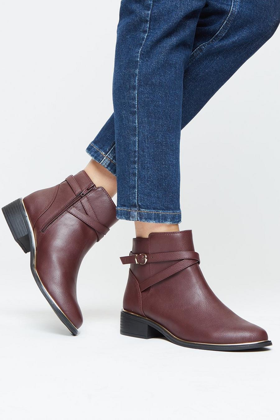 Wide Fit Avery Cross Strap Ankle Boot