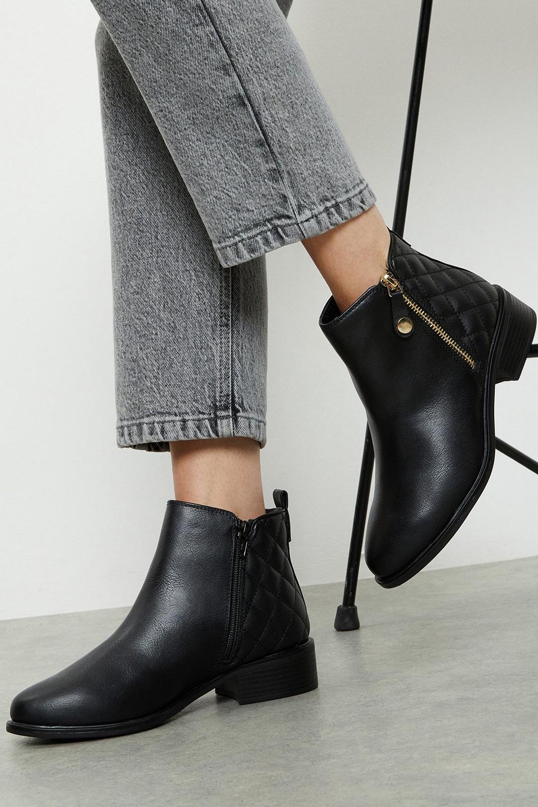 Natural black Mable Side Zip Ankle Boots image number 1
