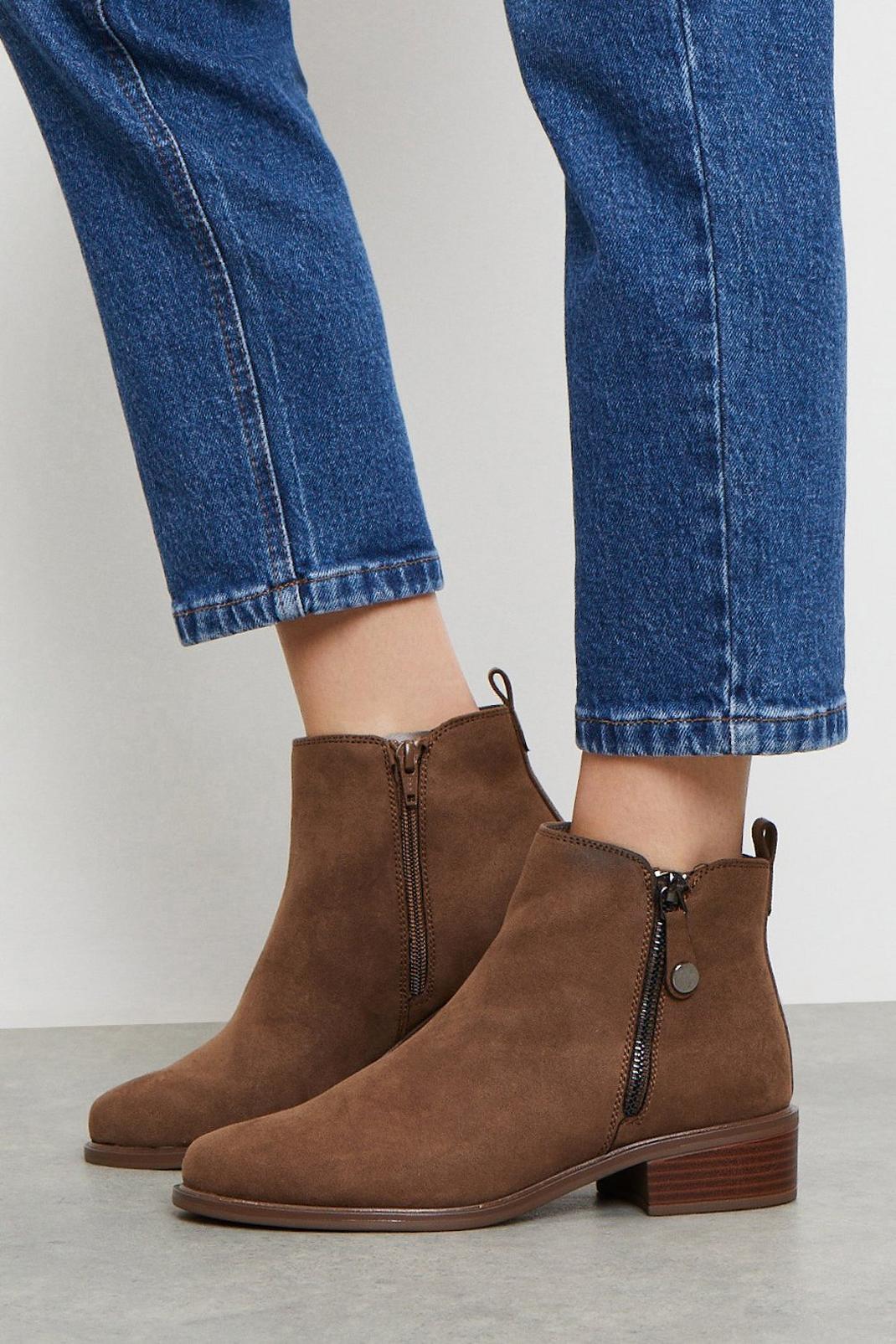Taupe Mable Side Zip Ankle Boots image number 1