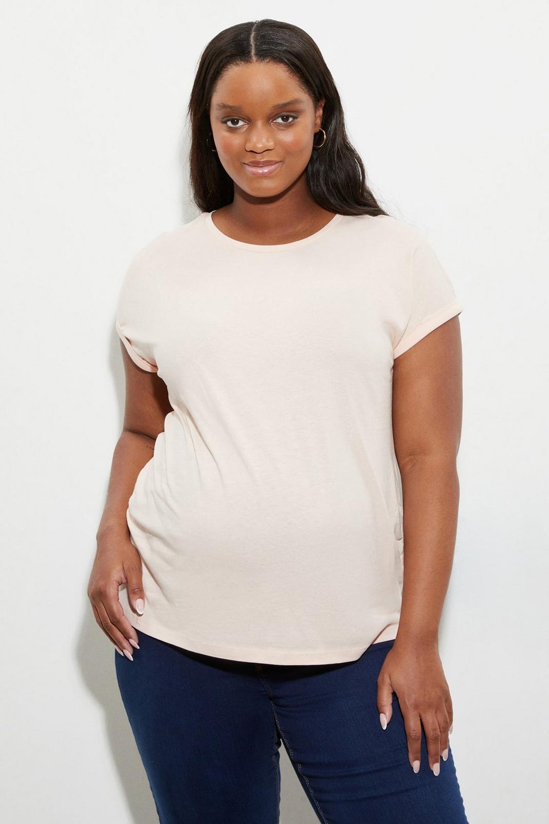 Blush Maternity Roll Sleeve Cotton Jersey T-shirt image number 1