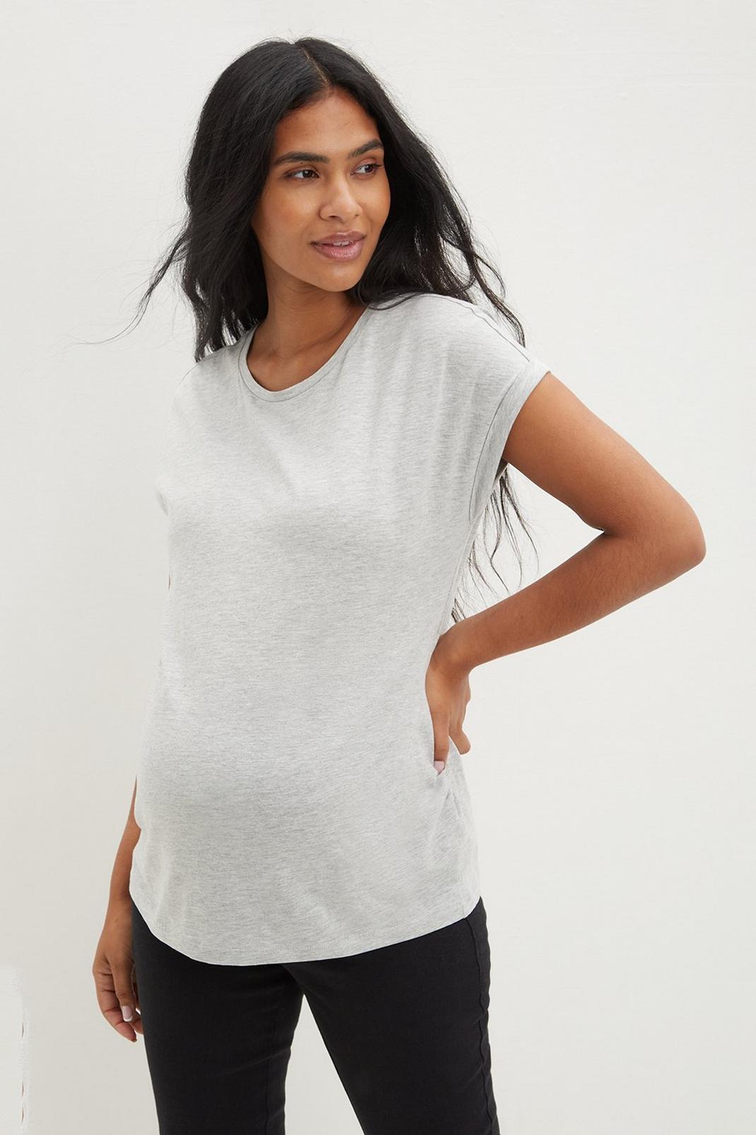 265 Maternity Roll Sleeve Cotton Jersey T-shirt image number 1