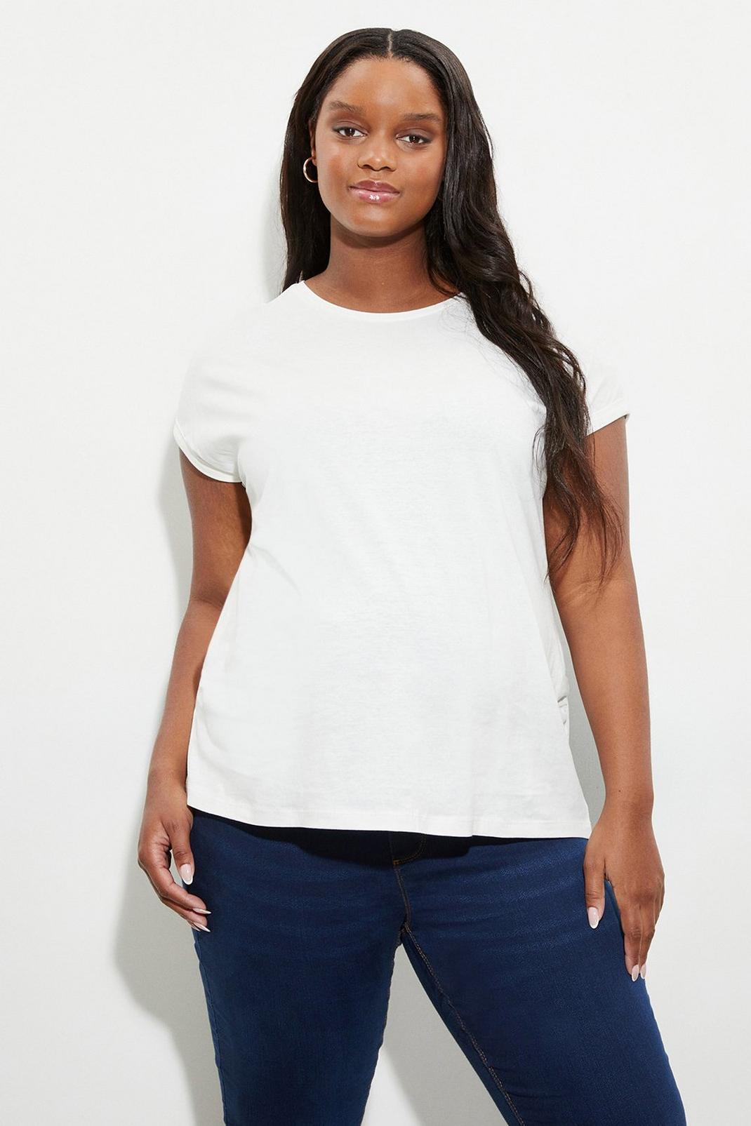 White Maternity Roll Sleeve Cotton Jersey T-shirt image number 1