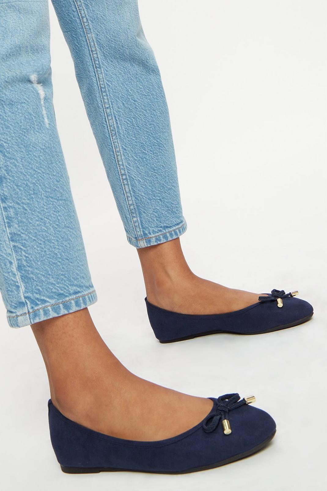 Navy Peach Ballet Flats image number 1