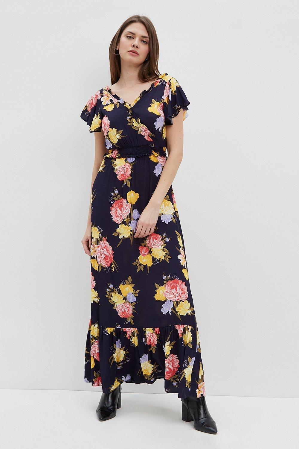 frill wrap maxi dress