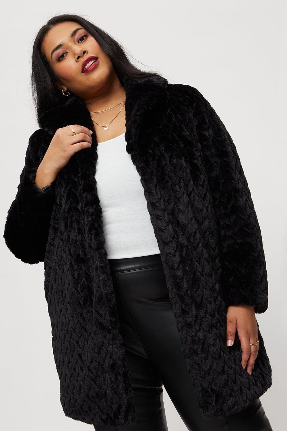 long black faux fur coat with hood