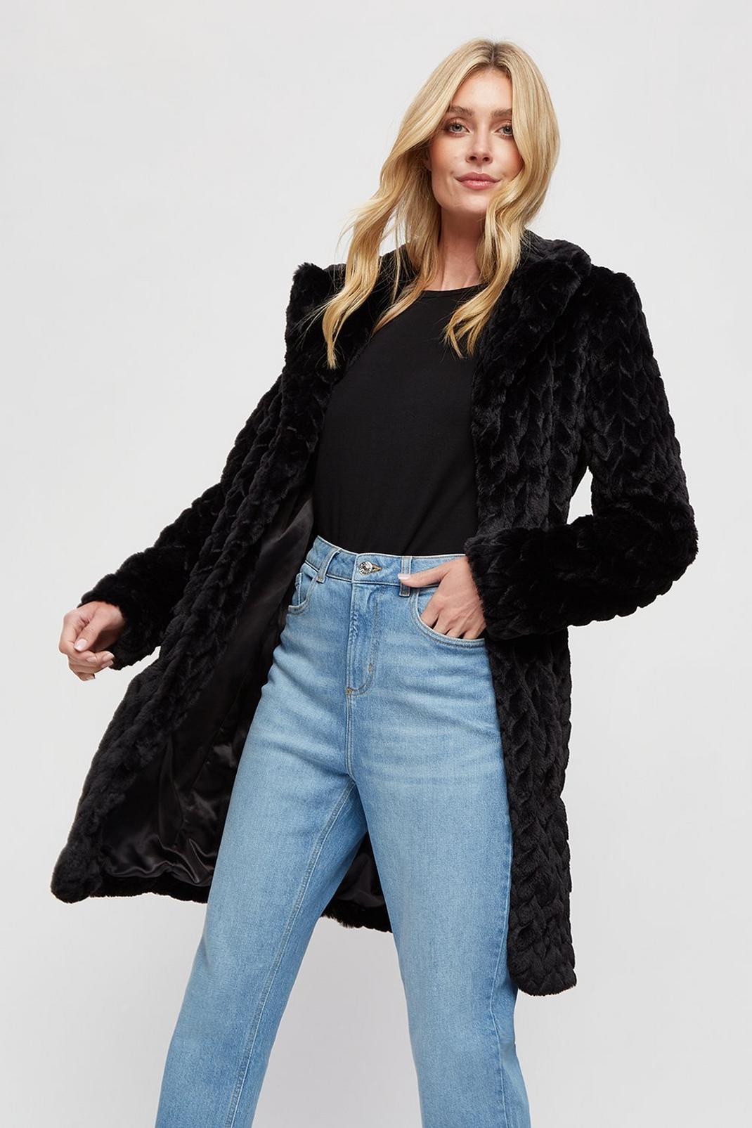 105 Tall Long Ripple Faux Fur Coat image number 1