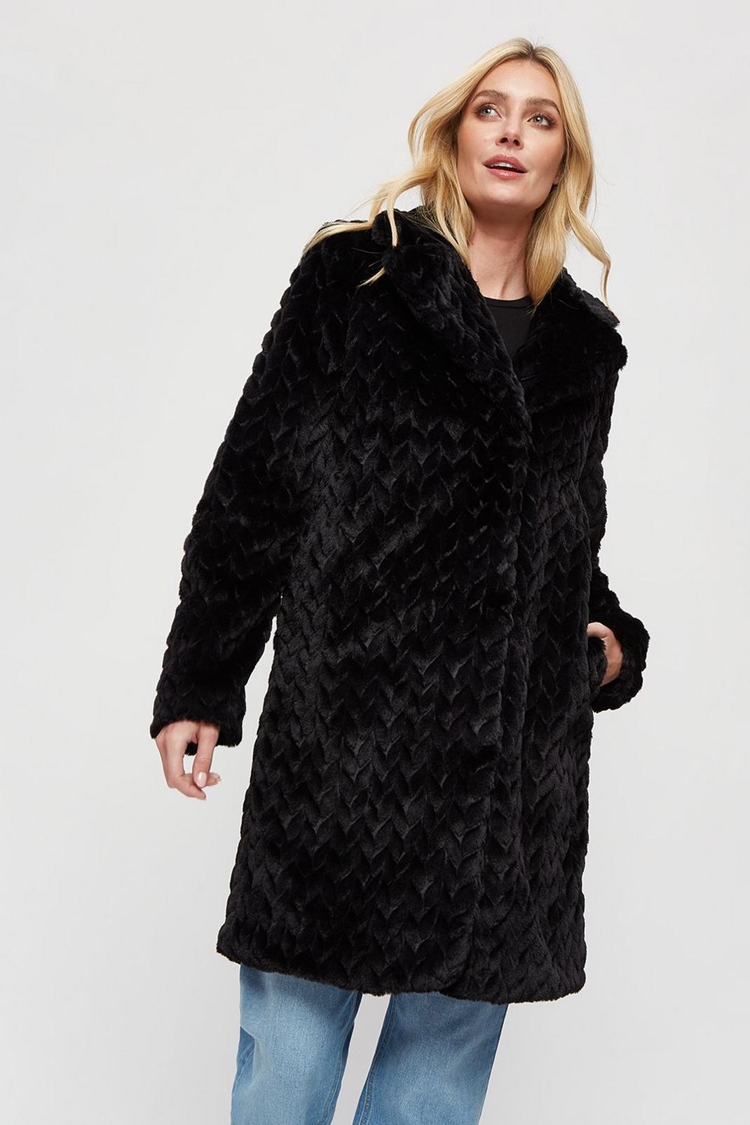 105 Tall Long Ripple Faux Fur Coat image number 2