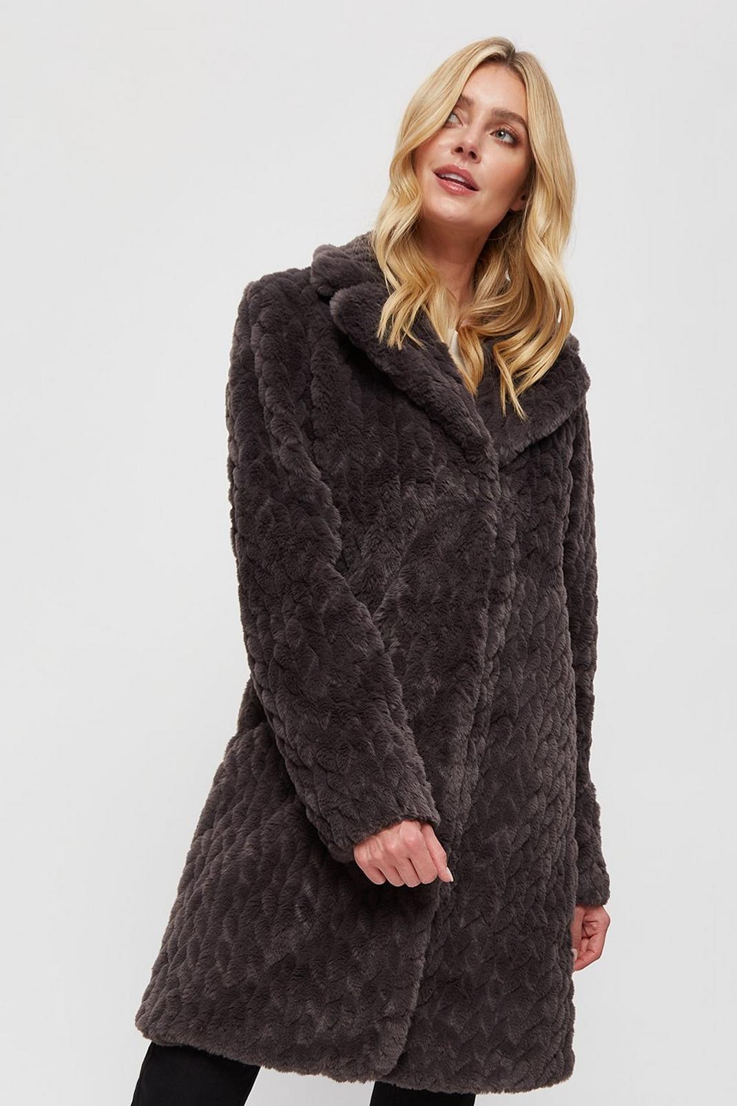 115 Tall Long Ripple Faux Fur Coat image number 2