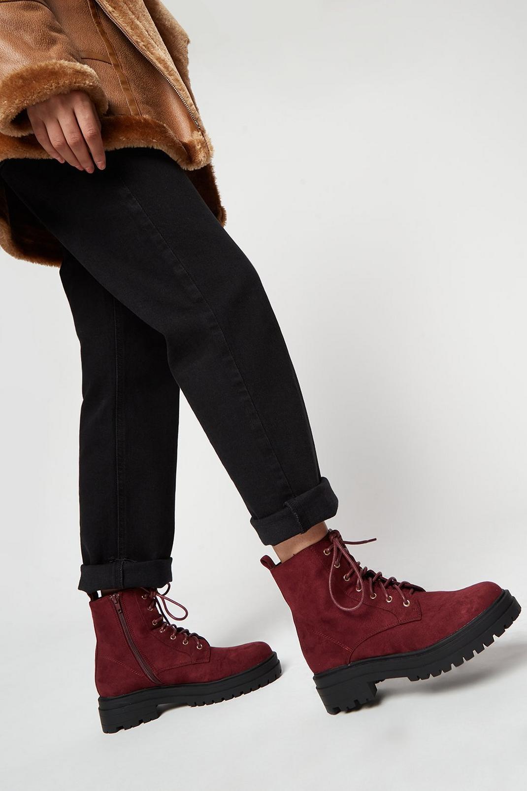 Burgundy Madison Lace Up Hiker Boot image number 1