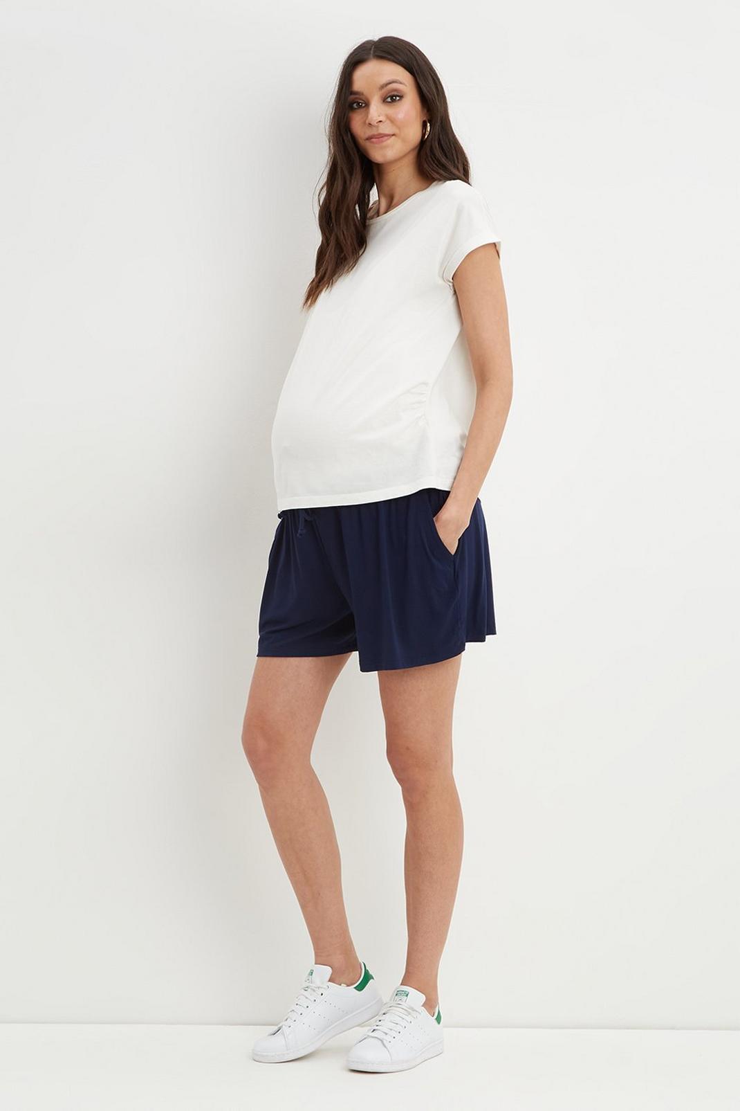 Maternity Navy Shorts with pocket image number 1
