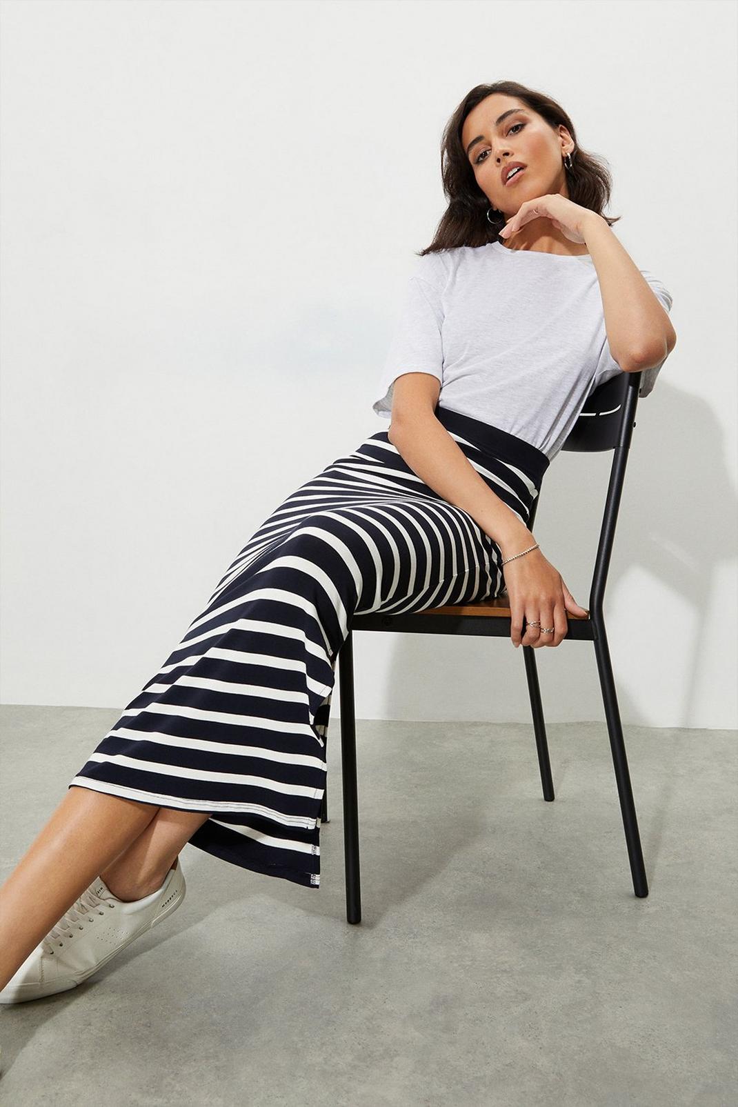 Tall Navy Stripe Maxi Skirt image number 1