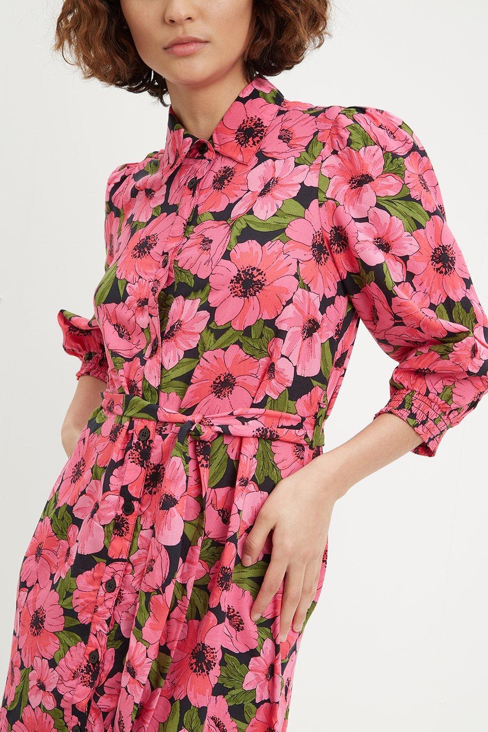 pink green floral dress