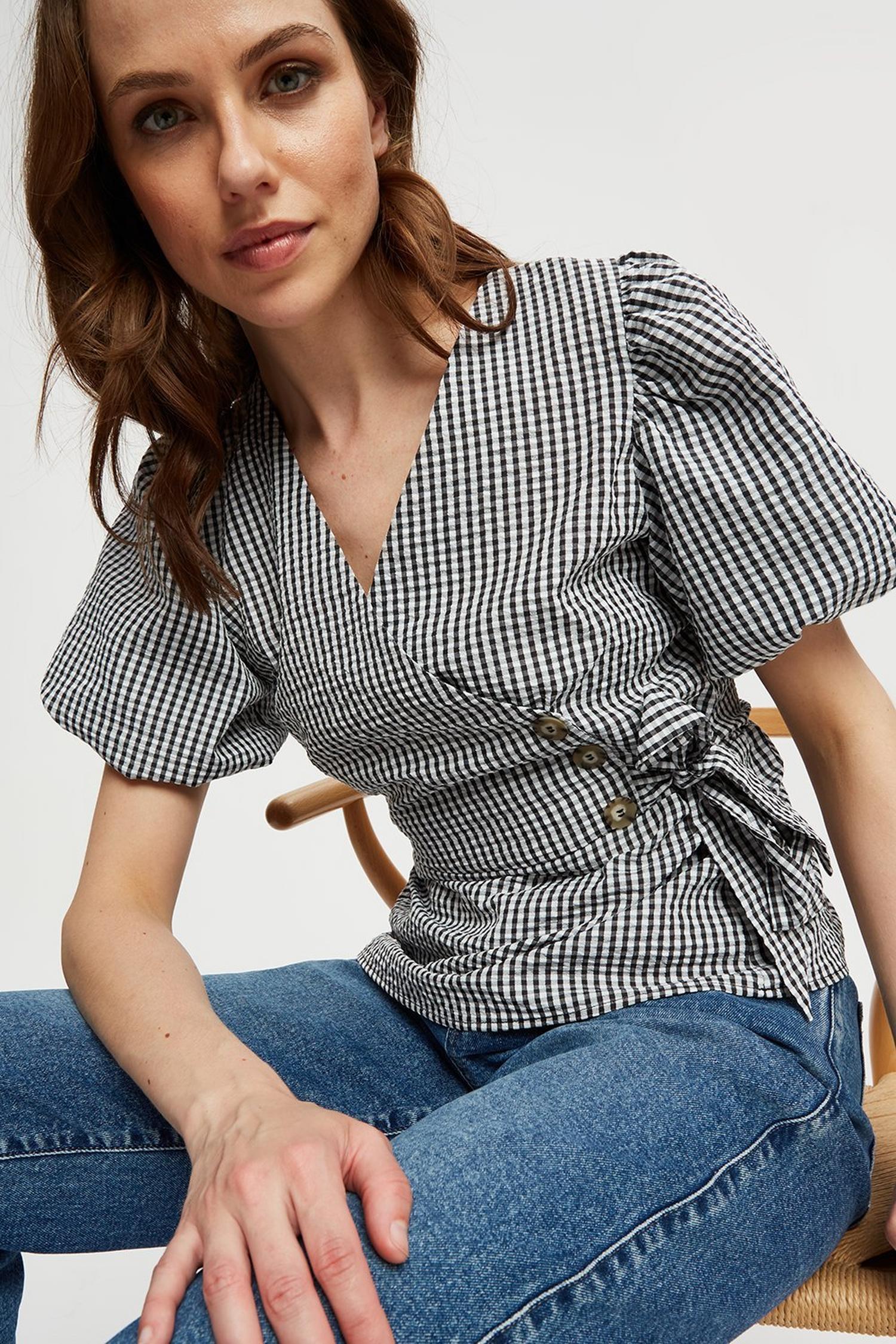 105 Gingham Wrap Button Top image number 0