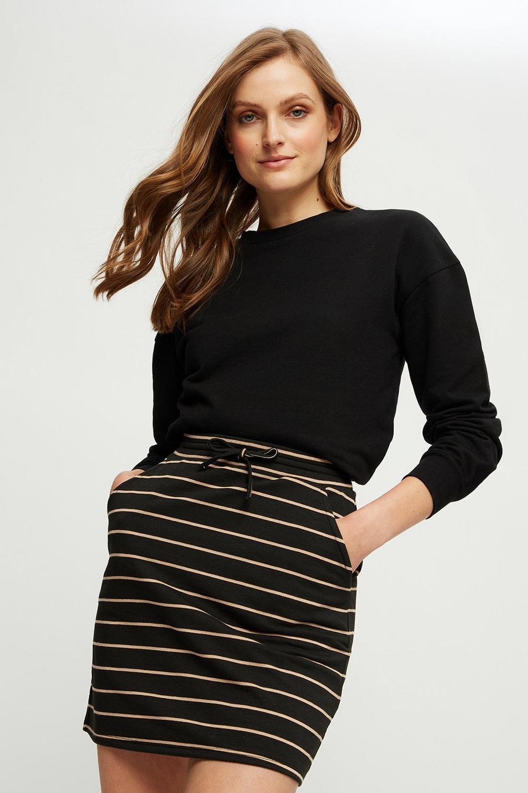 Black Camel Stripe Jersey Mini Skirt image number 1