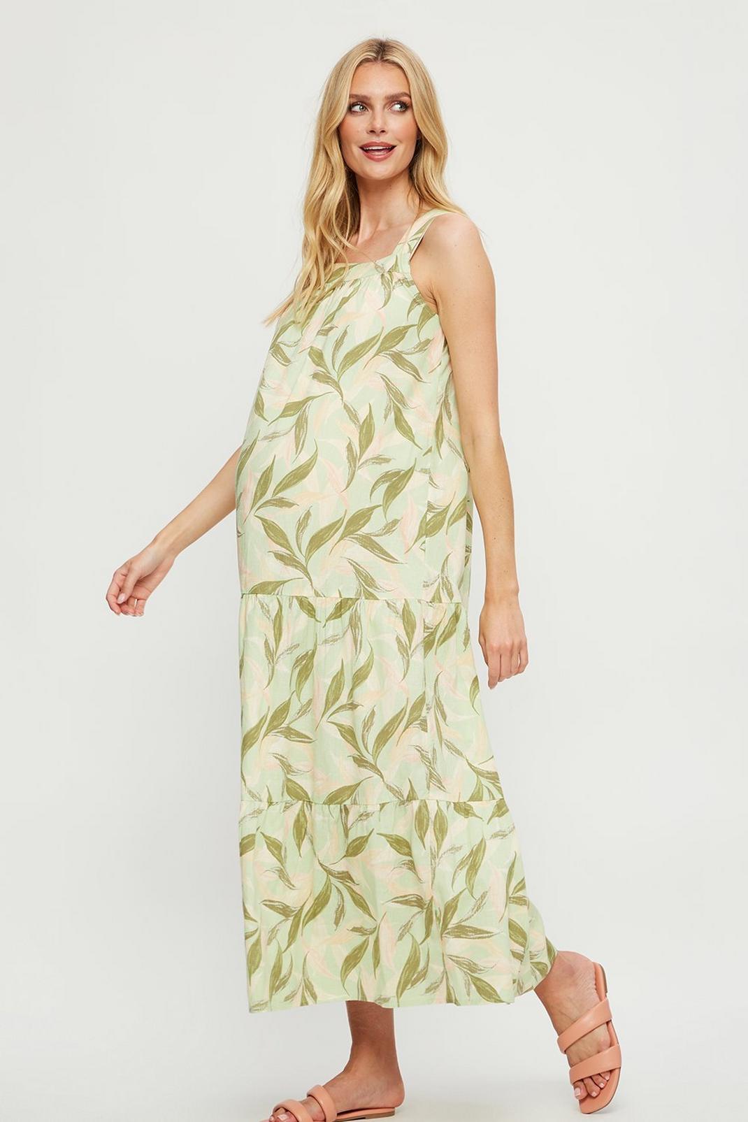 144 Maternity Pastel Tropical Tiered Maxi Dress image number 1
