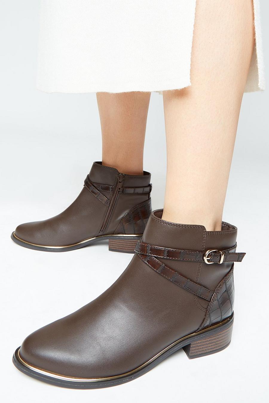 Avery Cross Strap Ankle Boot
