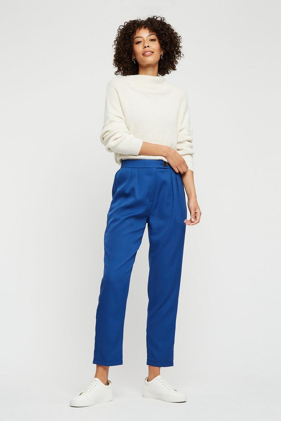 Cobalt Button Tab Pleat Tailored Trouser image number 1