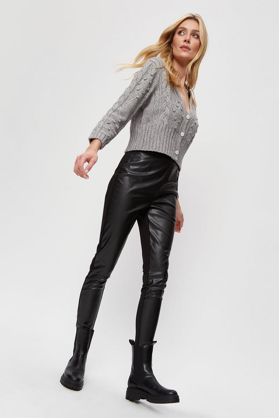 Faux Leather And Ponte Back Legging