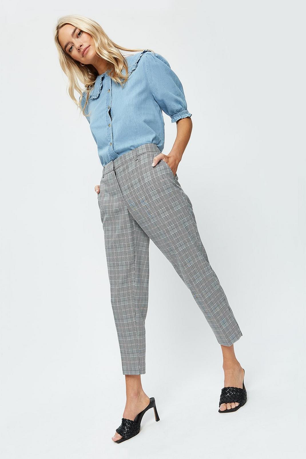 131 Petite Grey Check Ankle Grazer  image number 1