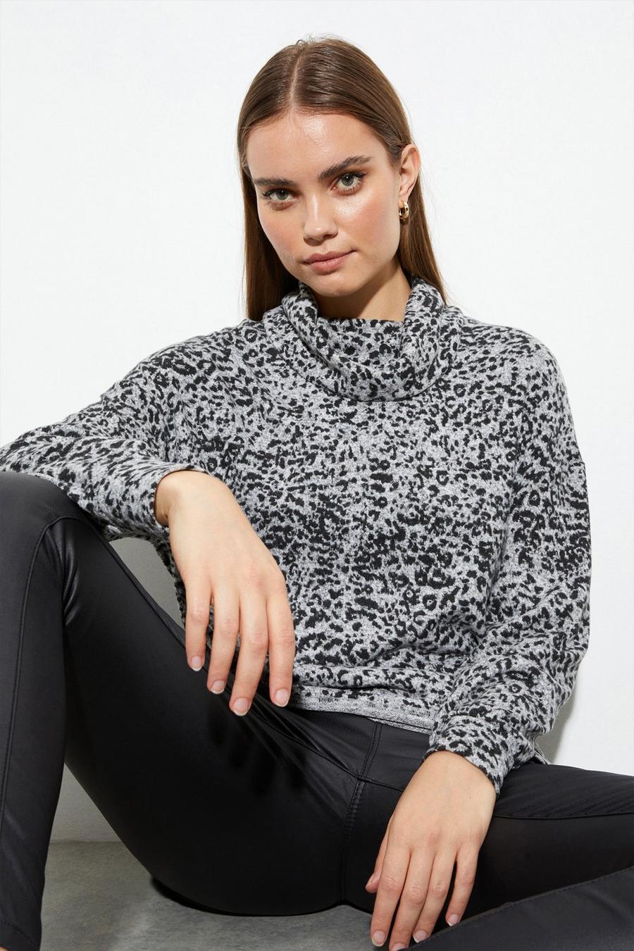 Leopard Soft Touch Roll Neck Tunic