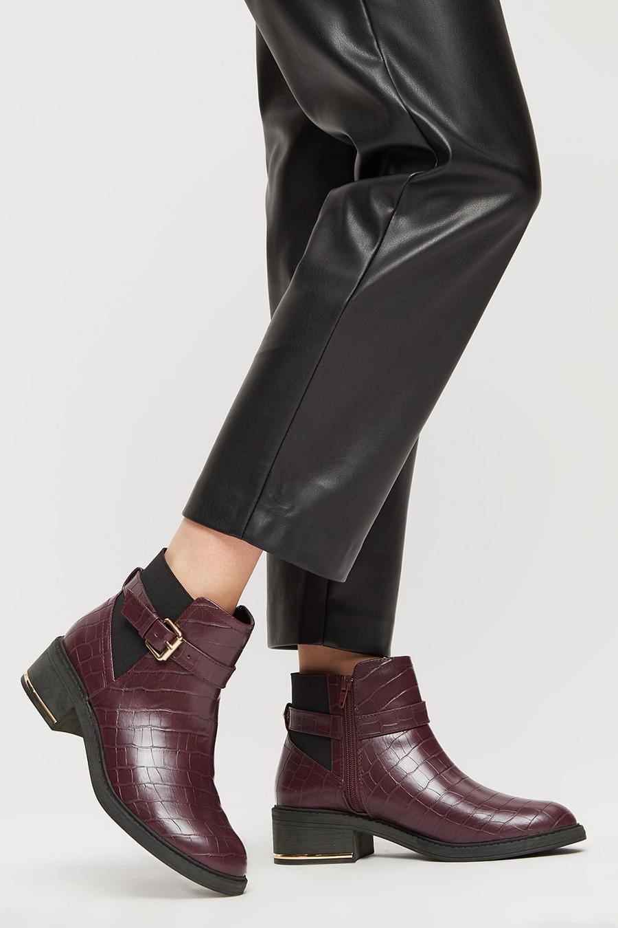 Wide Fit Milly Buckle Detail Ankle Boots