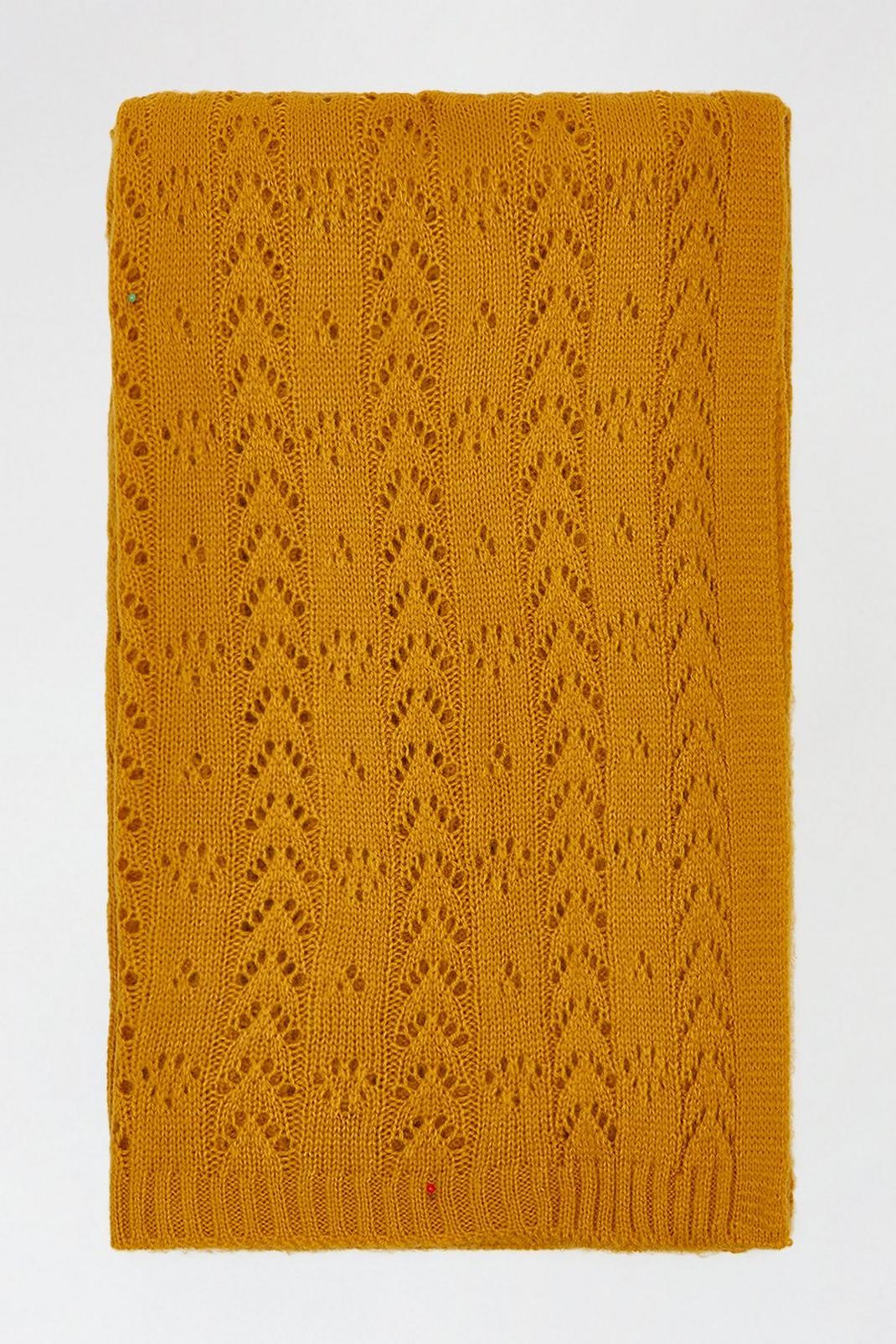 Ochre Pointelle Knitted Scarf image number 1