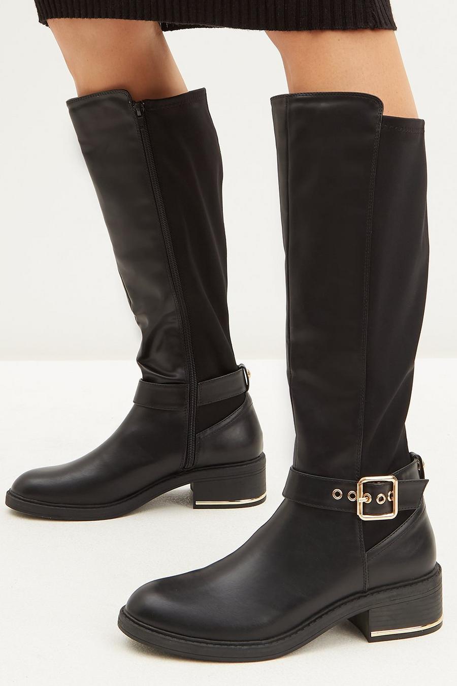 Wide Fit Kalaya Buckle Detail Knee High Boots