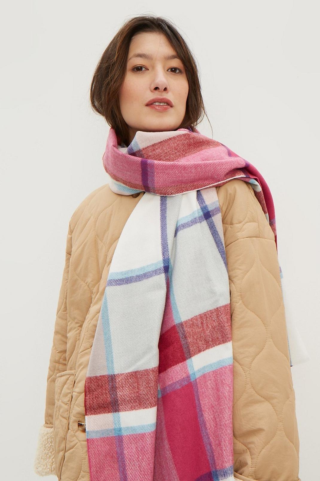 535 Hot Pink And Blue Check Scarf image number 1