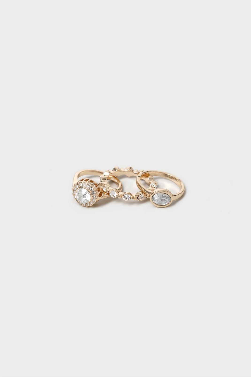 128 Gold Crystal Statement Ring Pack image number 1
