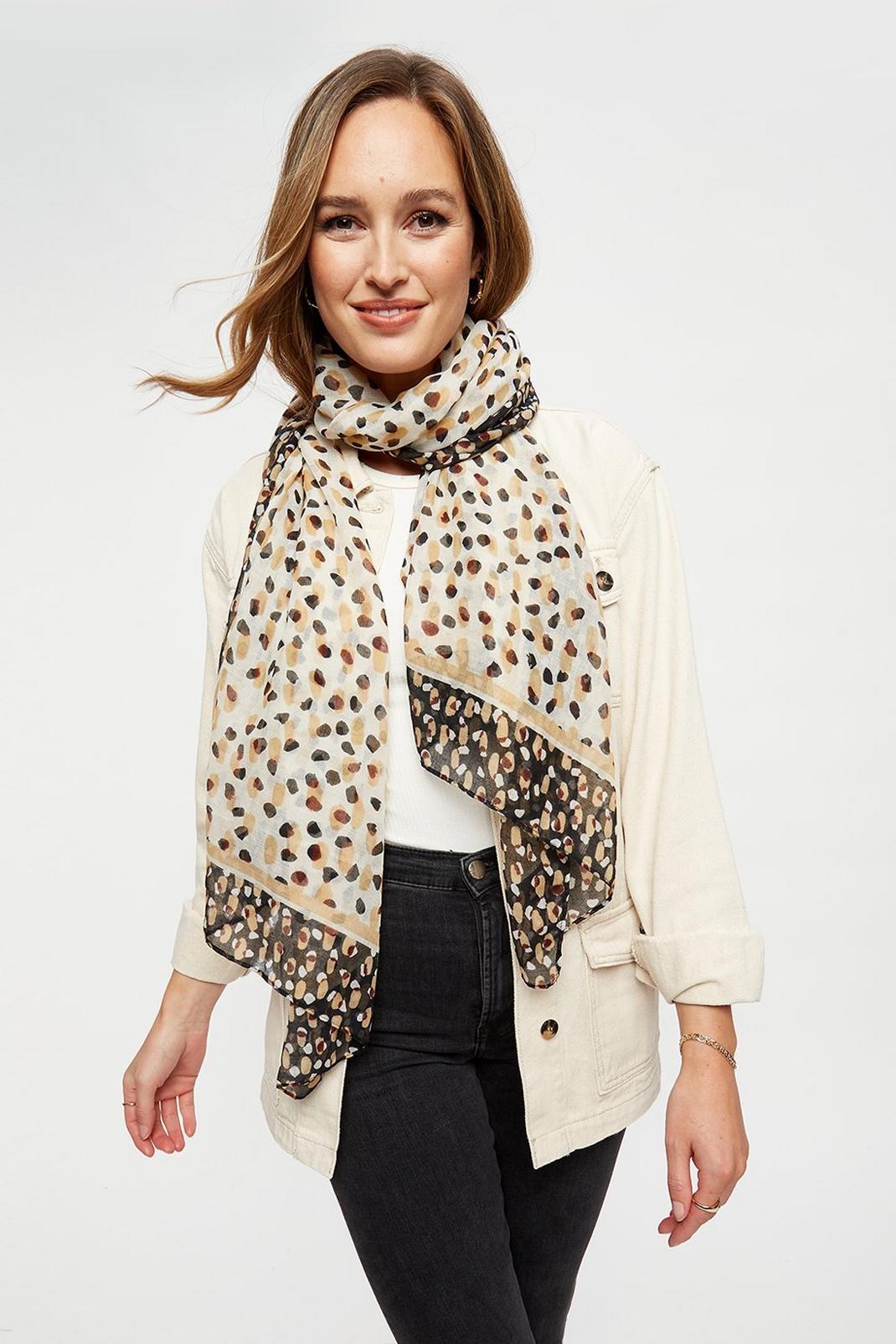 996 Recycled Neutral Leopard Print Scarf image number 1
