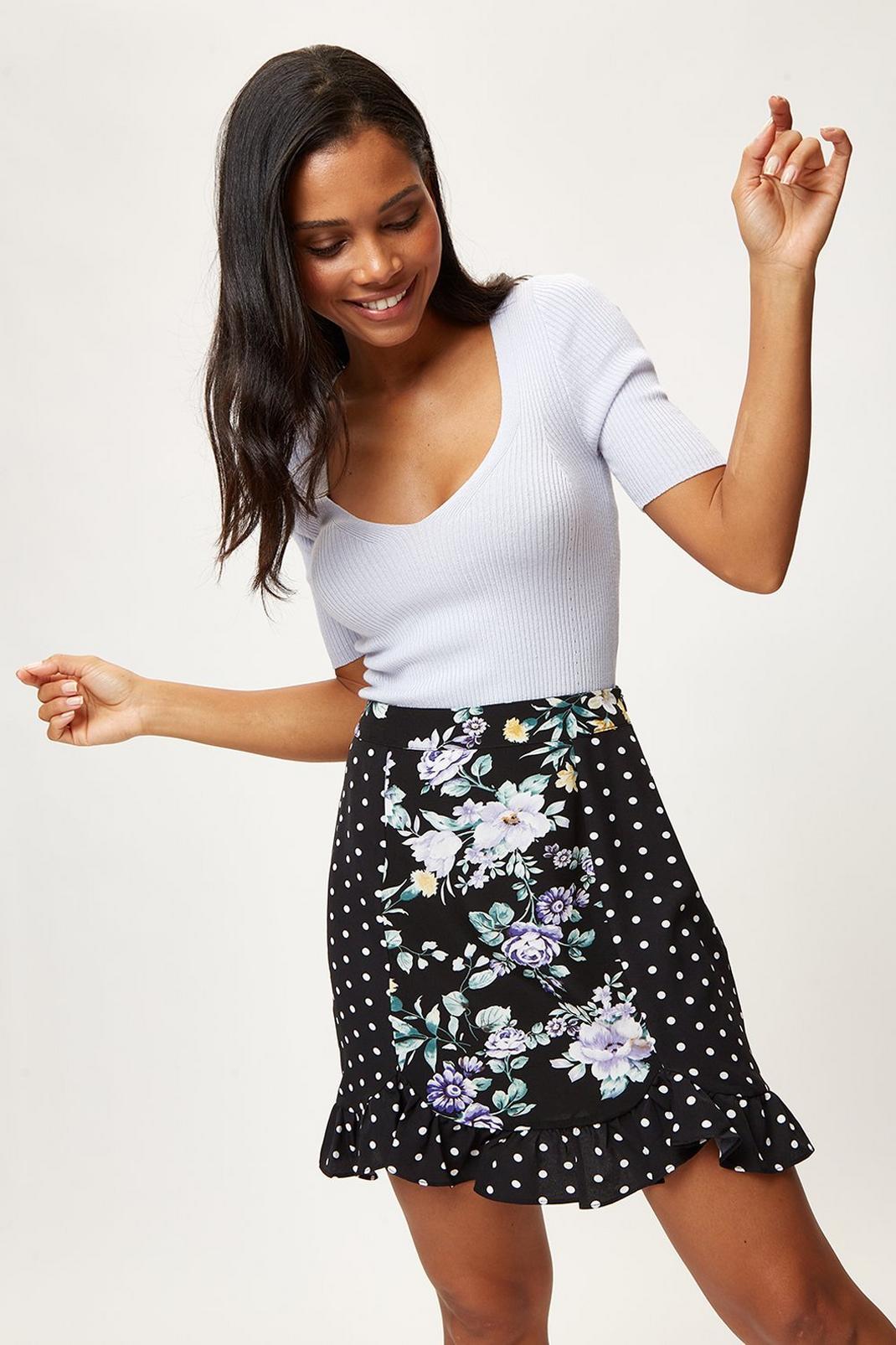 105 Mix And Match Floral Ruched Mini Skirt image number 1