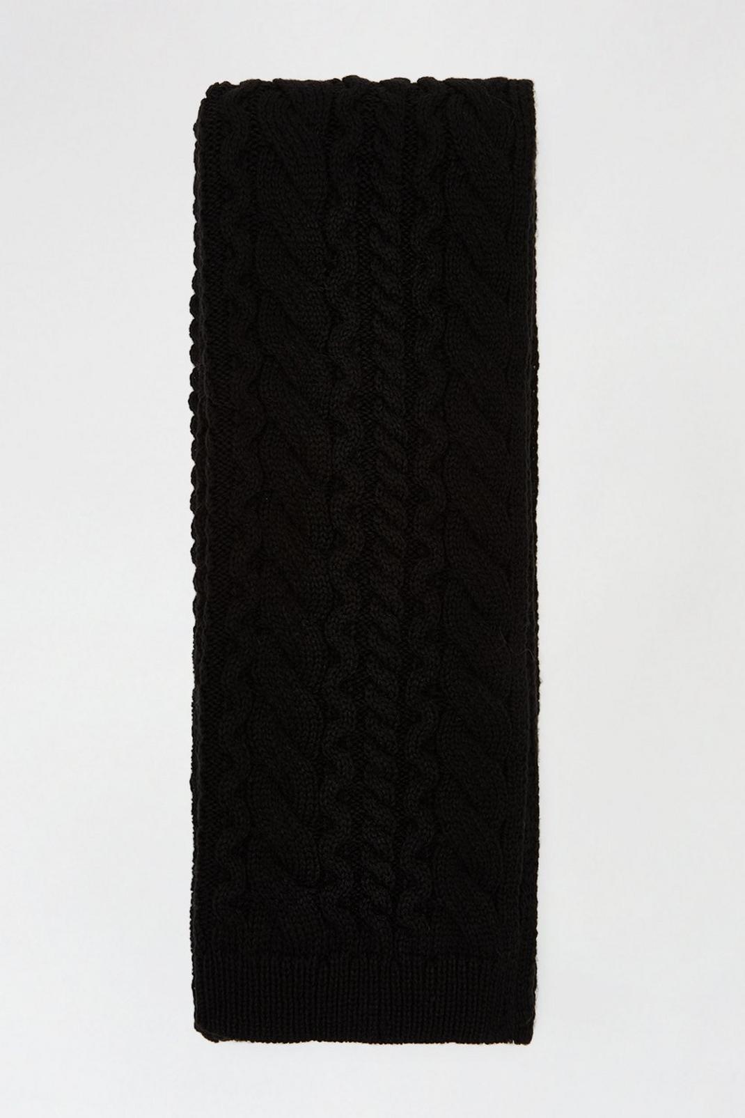 Black Cable Knit Scarf image number 1