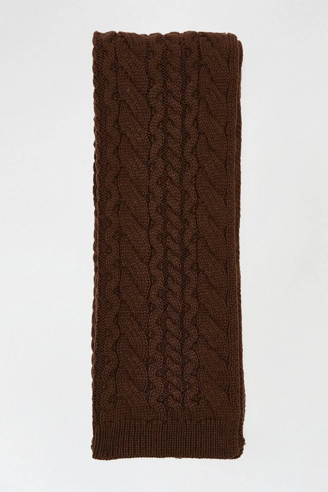 Choc brown Cable Knit Scarf image number 1