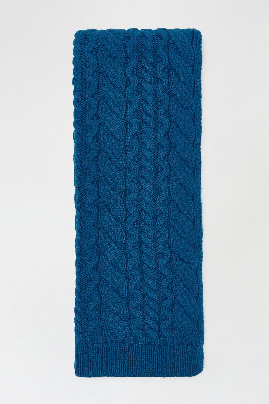 Teal Cable Knit Scarf image number 1
