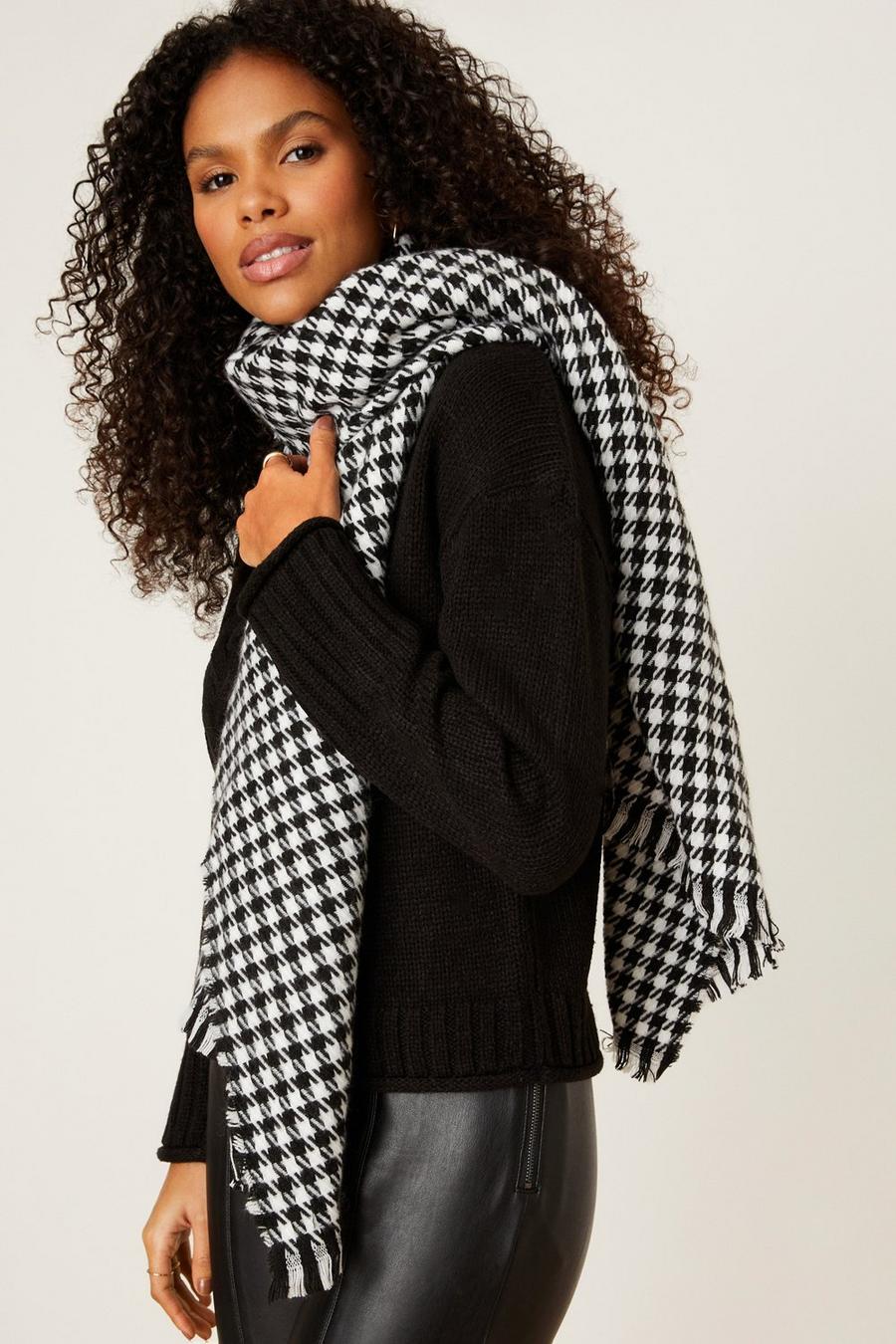 Recycled Mono Houndstooth Blanket Scarf