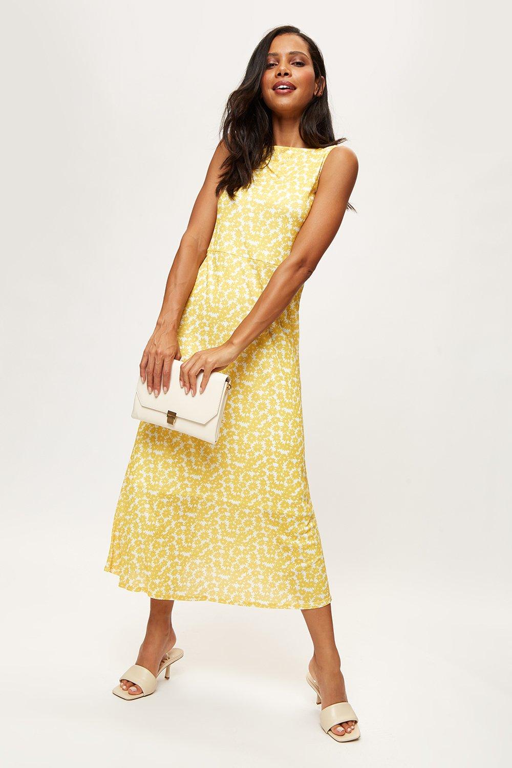 dorothy perkins yellow midi dress