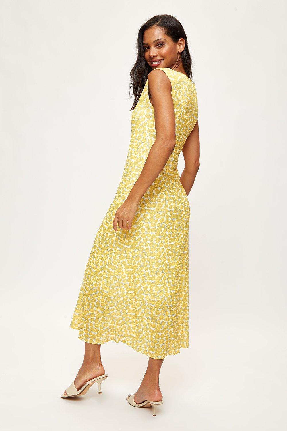 dorothy perkins yellow midi dress