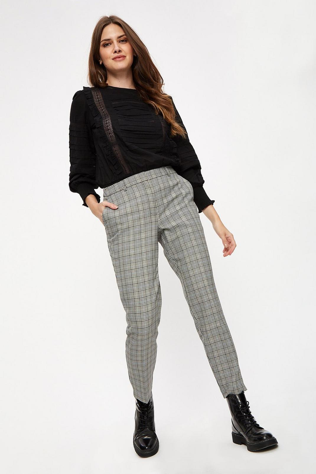 Tall Grey Check Trousers image number 1